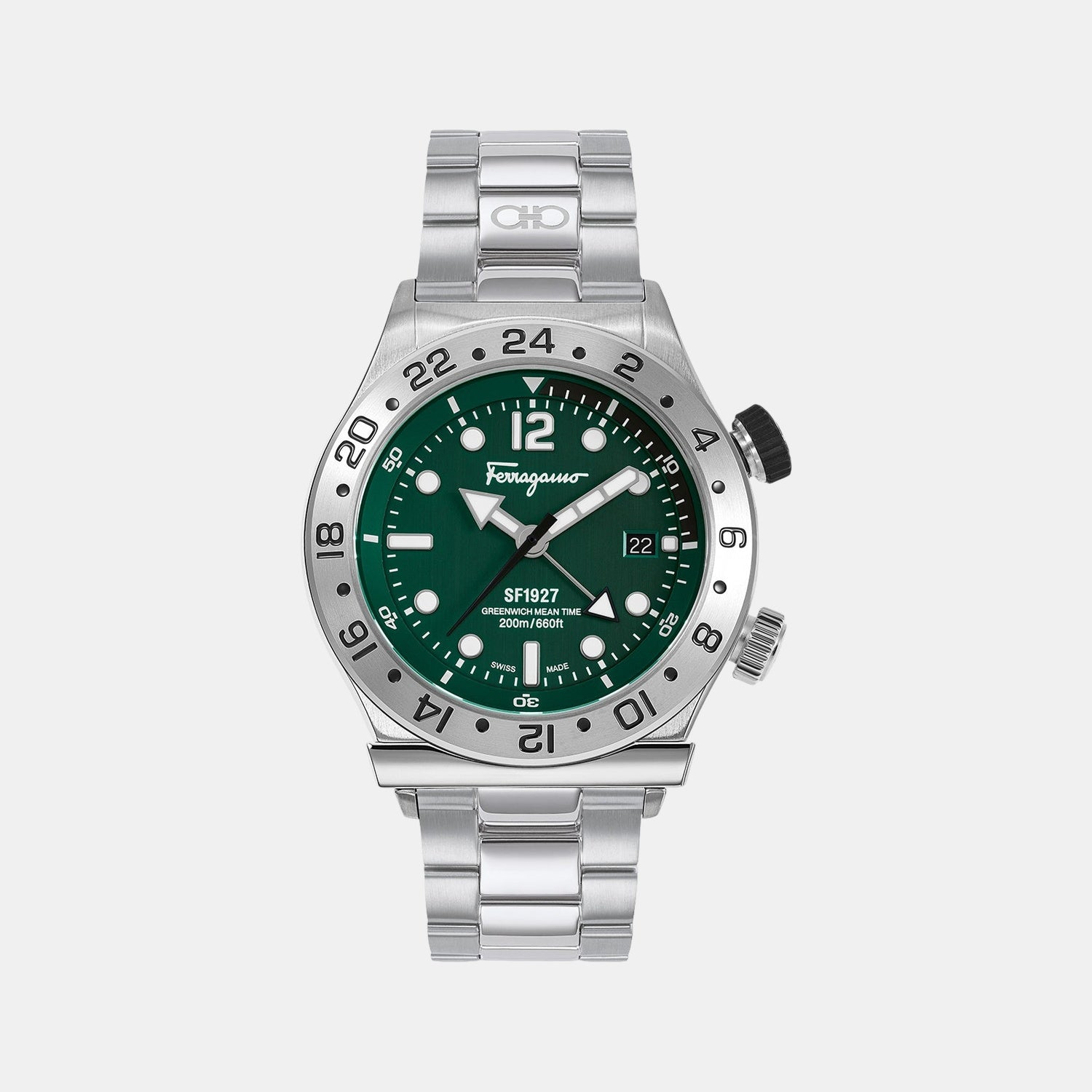 Men Quartz Green Dial Analog Stainless Steel Watch SFMZ00422