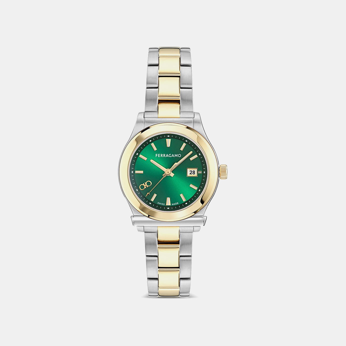 Women Quartz Green Dial Analog Stainless Steel Watch SFNS00226