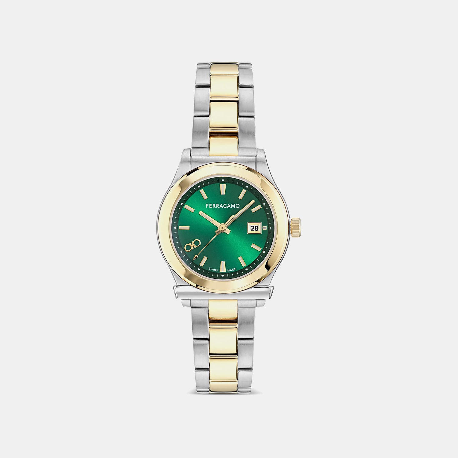 Women Quartz Green Dial Analog Stainless Steel Watch SFNS00226