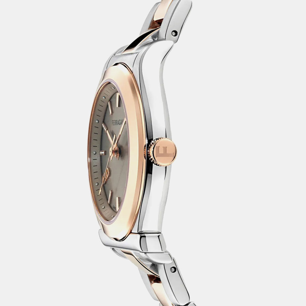 Women Quartz Grey Dial Analog Stainless Steel Watch SFNS00426