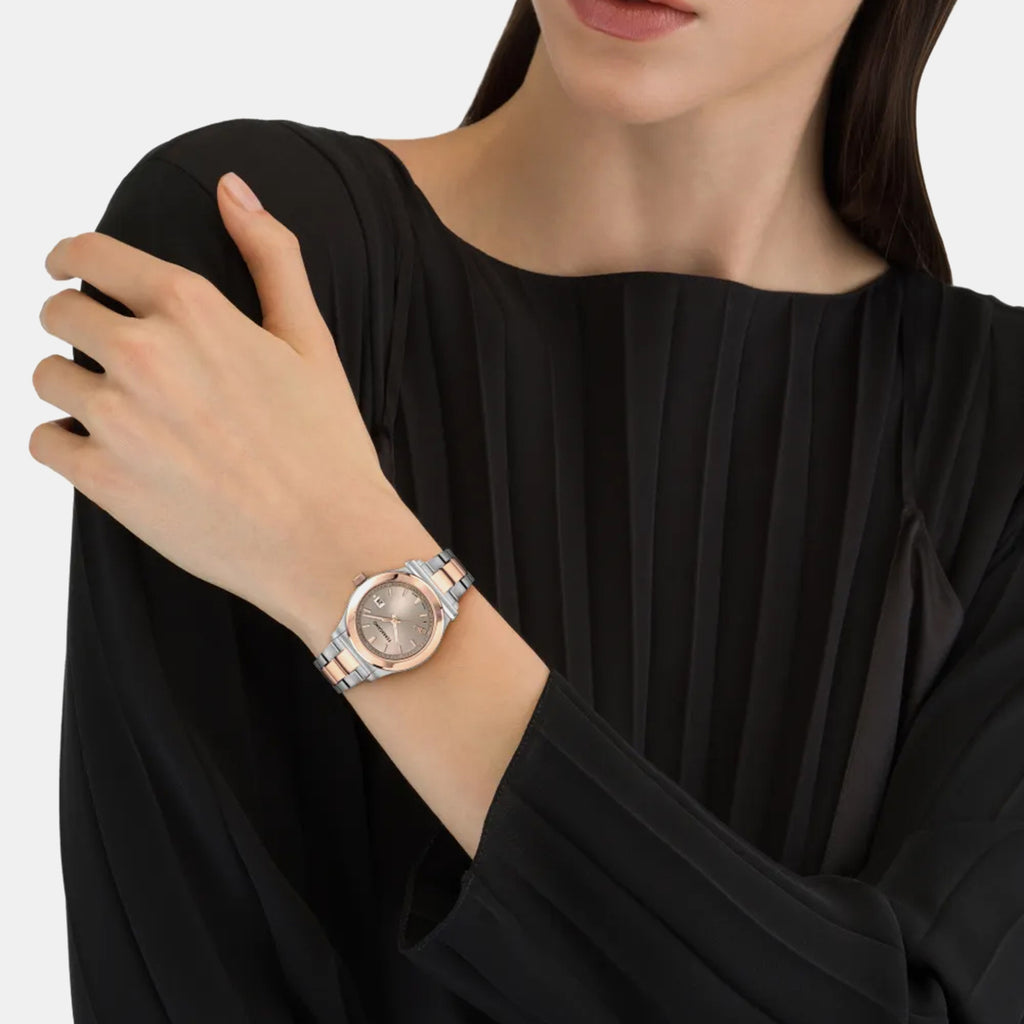 Women Quartz Grey Dial Analog Stainless Steel Watch SFNS00426
