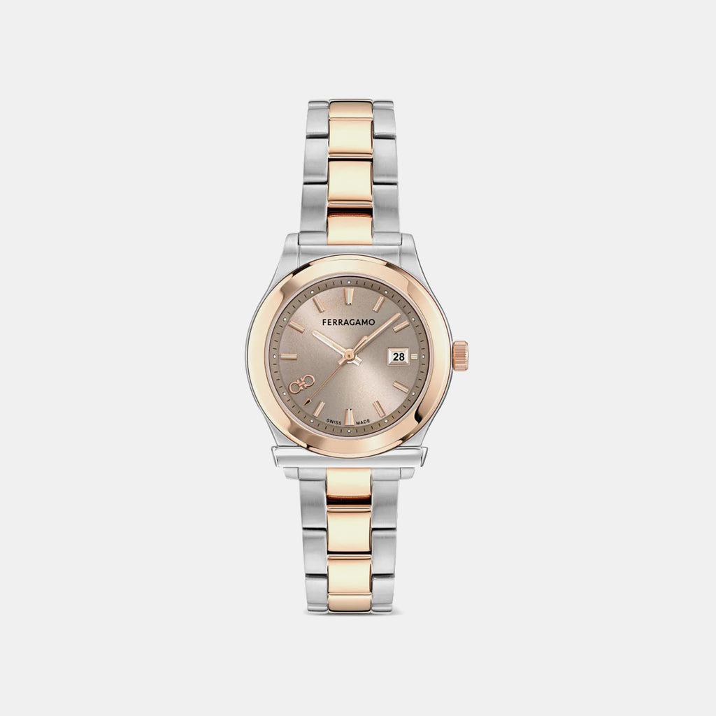 Women Quartz Grey Dial Analog Stainless Steel Watch SFNS00426