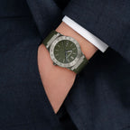 Men Quartz Green Dial Analog Silicone Watch SFNT00125