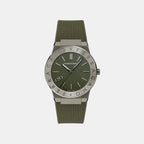 Men Quartz Green Dial Analog Silicone Watch SFNT00125