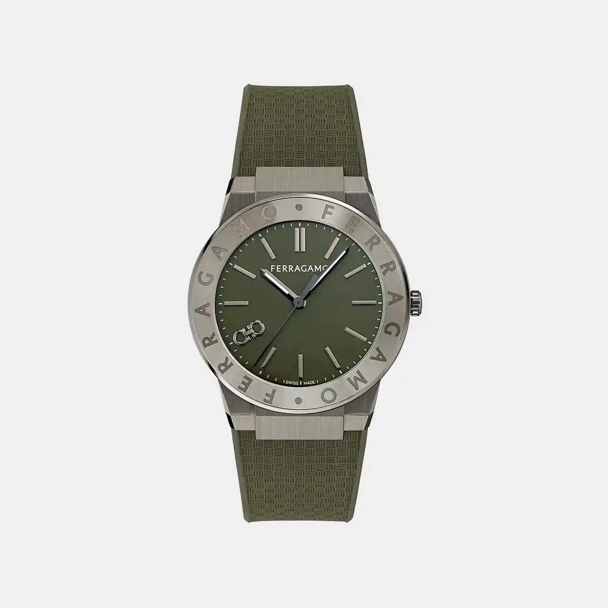 Gancini Men Quartz Green Dial Analog PU Watch SFNT00125
