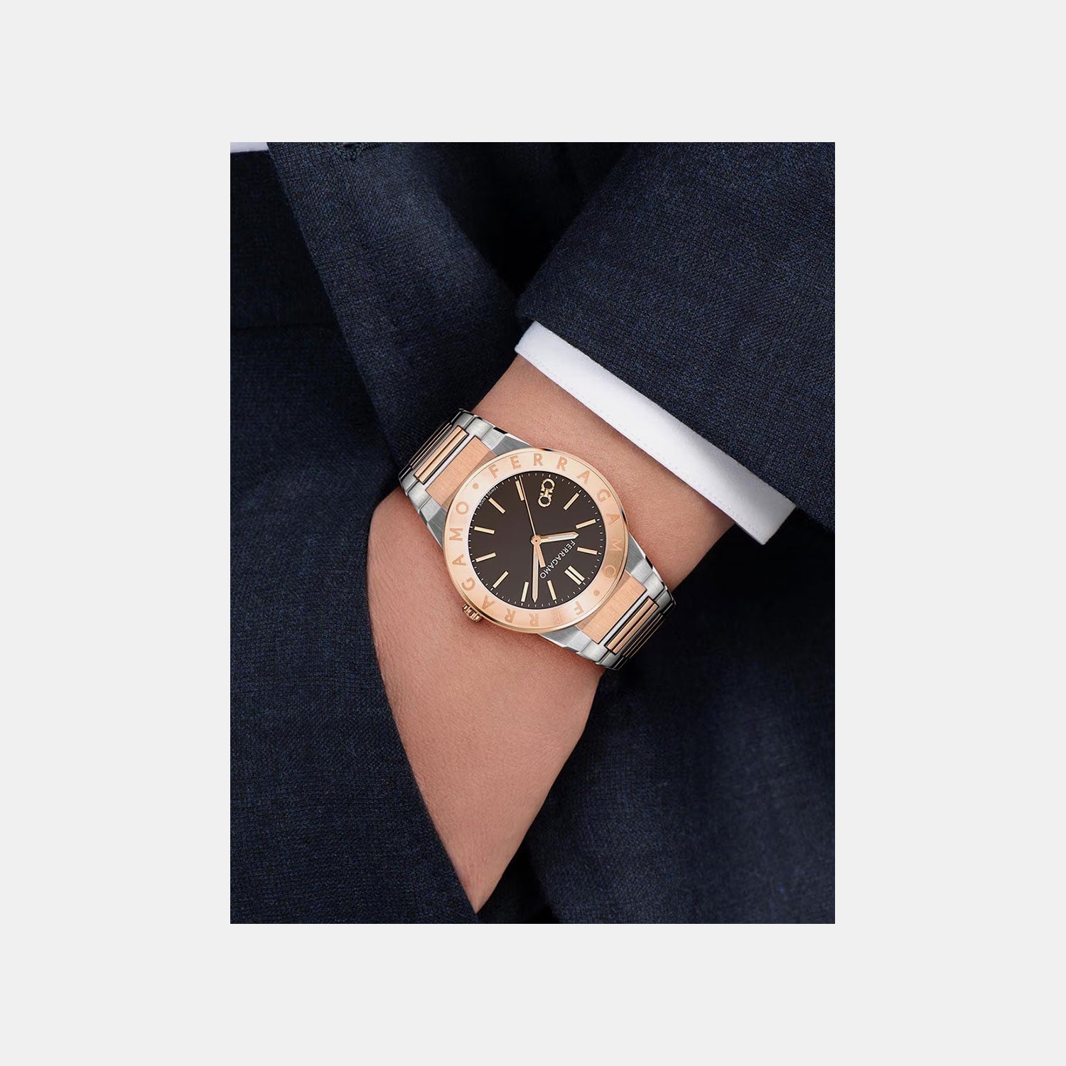 Men Quartz Brown Dial Analog Stainless Steel Watch SFNT00625