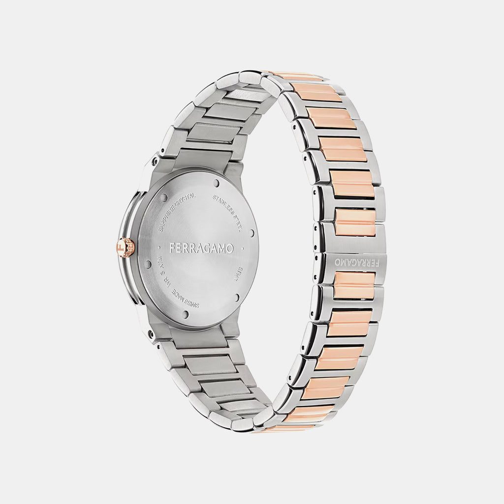 Nt-Ferragamo Sapphire Log Men Quartz Brown Dial Analog Stainless Steel Watch SFNT00625