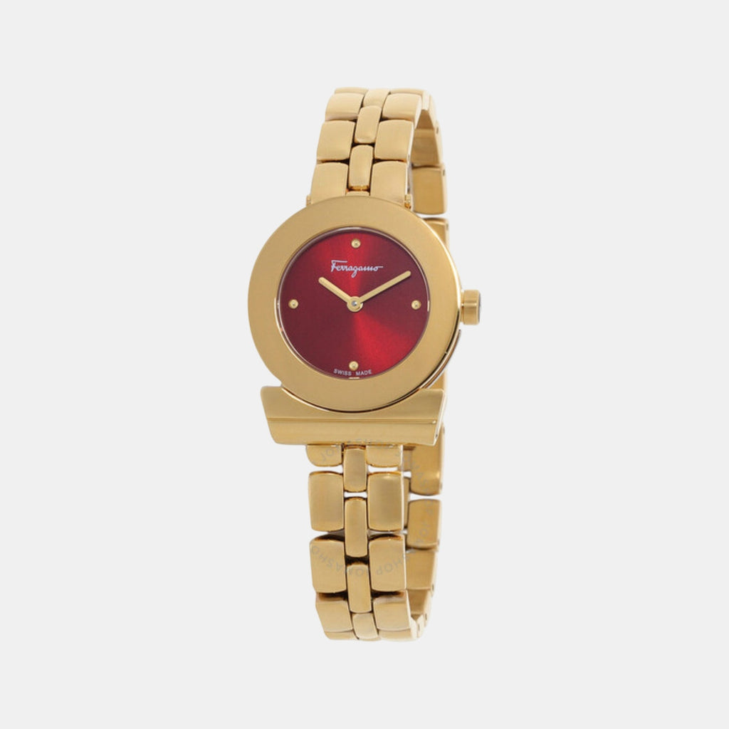 Women Quartz Red Dial Analog Stainless Steel Watch SFPD02424