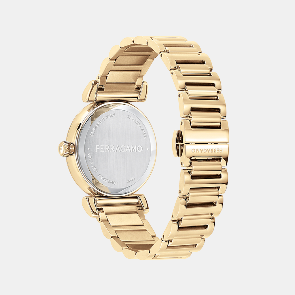 Ferragamo Women Round White-Silver watch