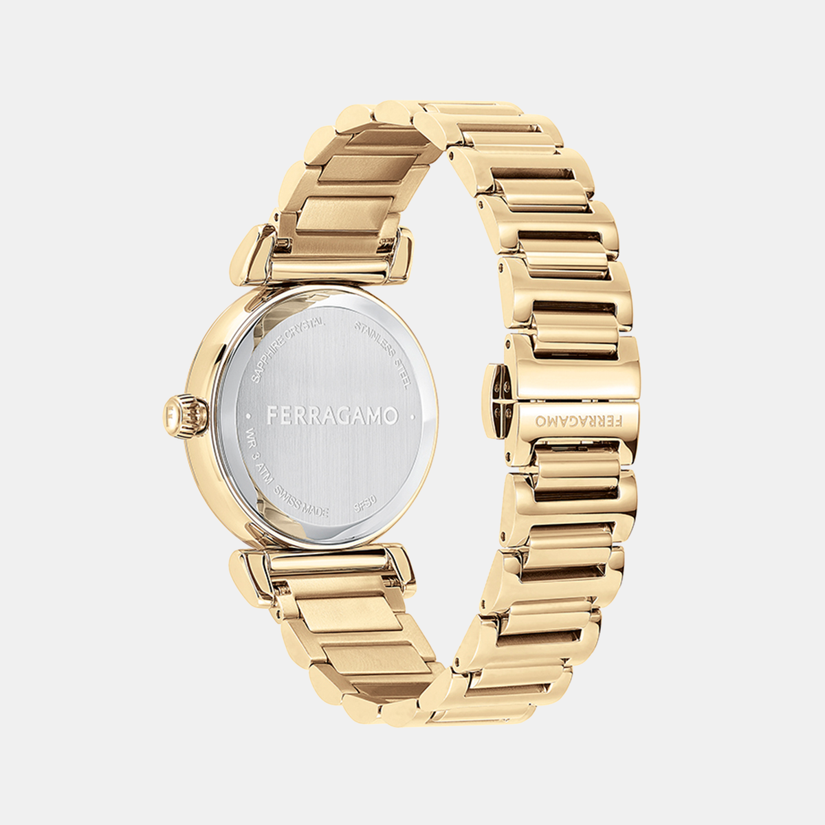 Ferragamo Women Round White-Silver watch