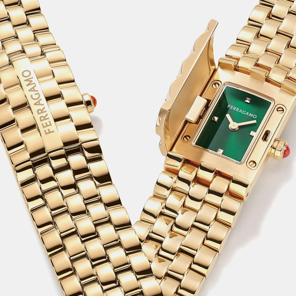 Women Quartz Green Dial Analog Stainless Steel Watch SFS900324