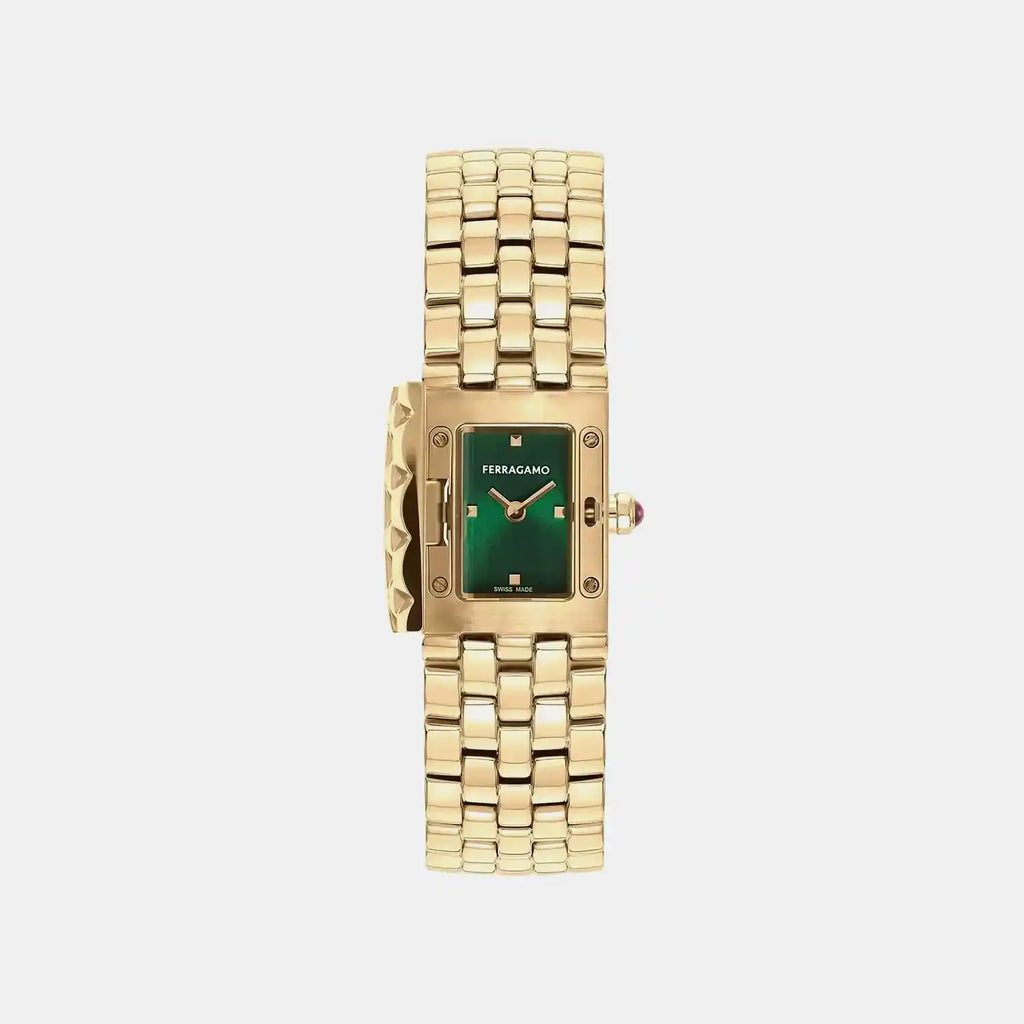 Women Quartz Green Dial Analog Stainless Steel Watch SFS900324