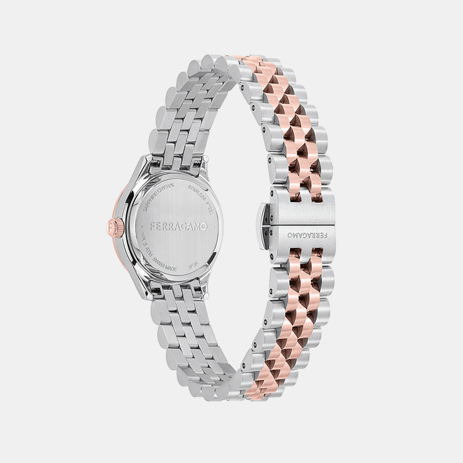 Ferragamo Women Round White-Silver watch