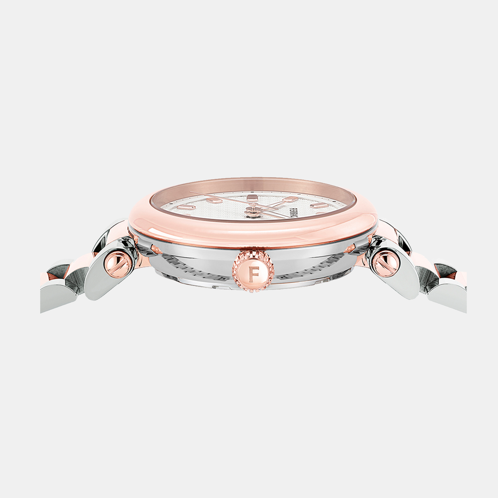 Ferragamo Women Round White-Silver watch