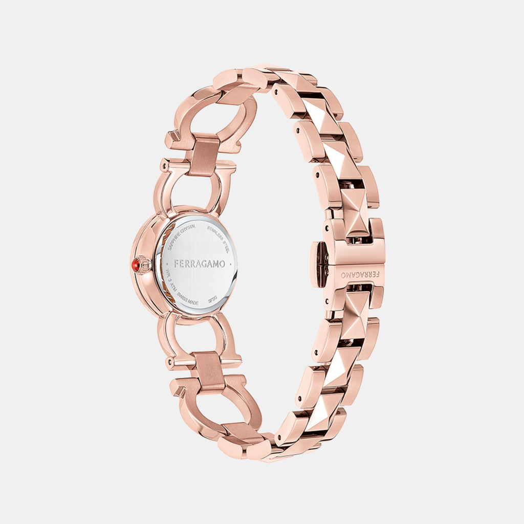 Ferragamo Women Round White-Silver watch