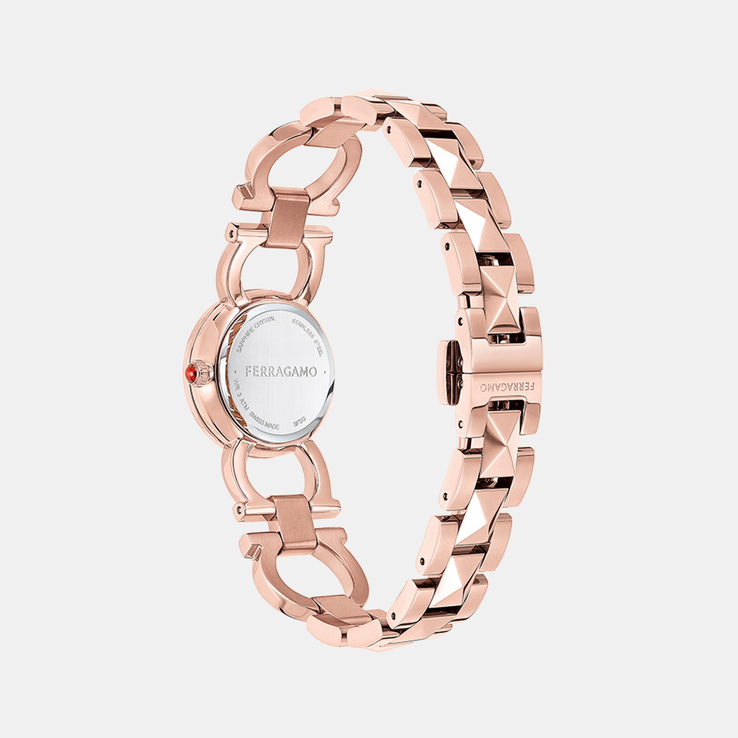 Ferragamo Women Round White-Silver watch