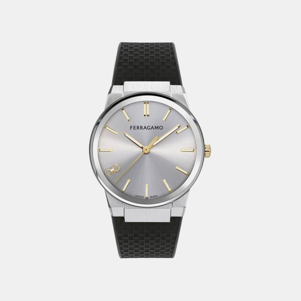 St-Infinity Sapphire-Fw Men Quartz Silver Dial Analog Rubber Watch SFST00124