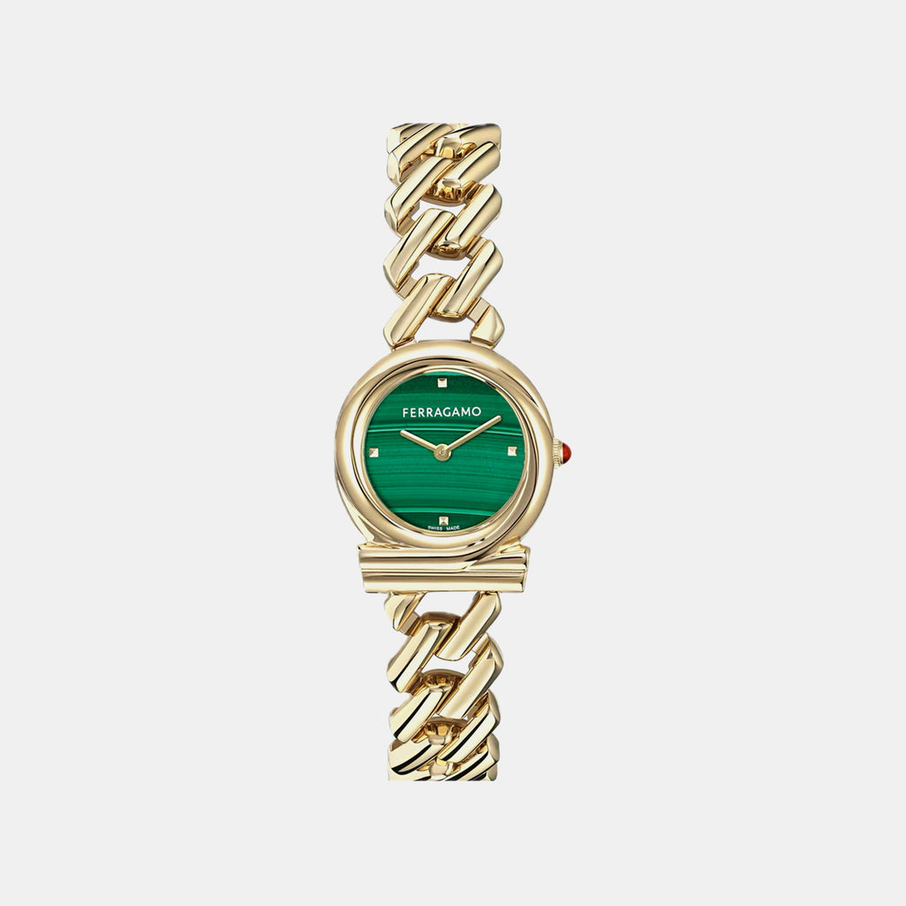 Women Quartz Green Dial Analog Stainless Steel Watch SFT200125