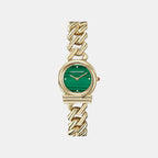 Women Quartz Green Dial Analog Stainless Steel Watch SFT200125