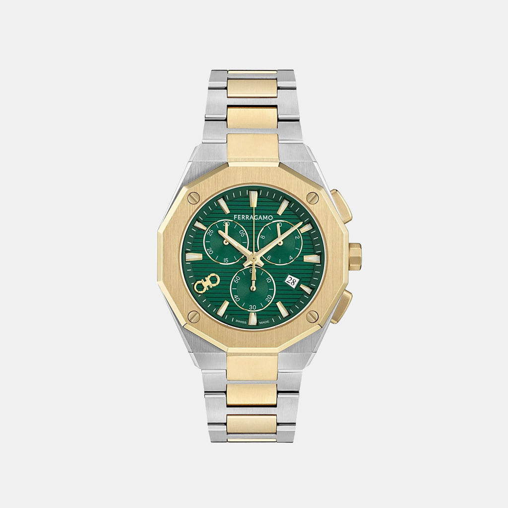 Edge Chrono Men Quartz Green Dial Chronograph Stainless Steel Watch SFT600325