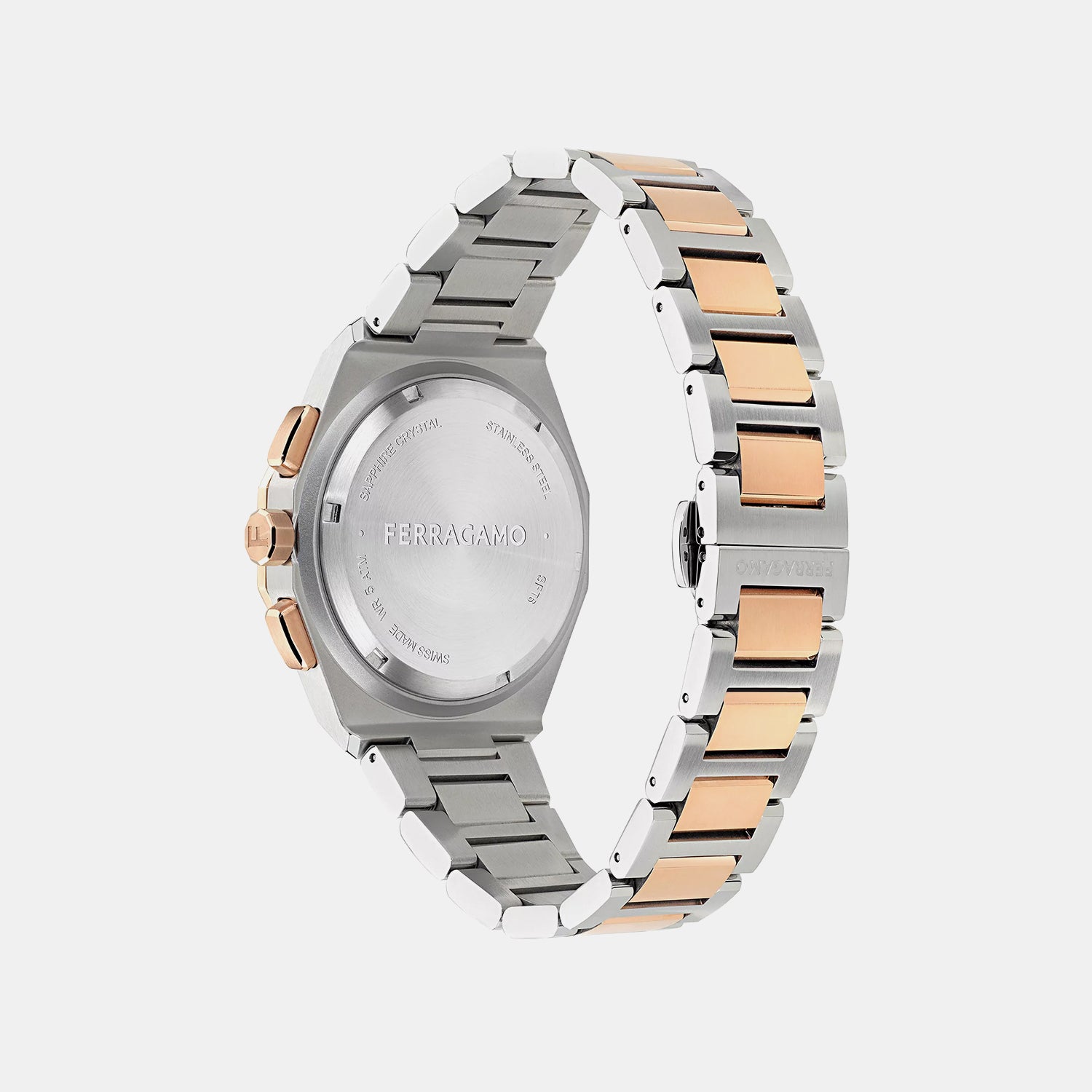 Men Quartz Black Dial Chronograph Stainless Steel Watch SFT600425