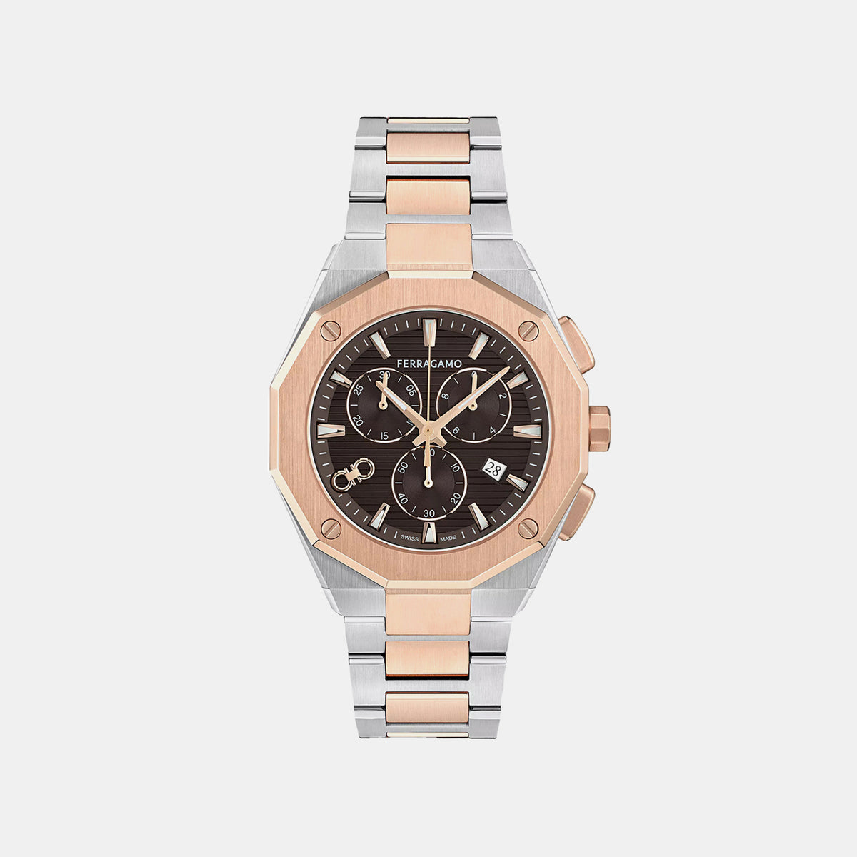 Men Quartz Brown Dial Chronograph Stainless Steel Watch SFT600425
