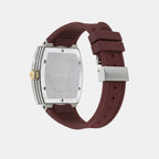 Men Quartz Red Dial Analog Silicone Watch SFT800225