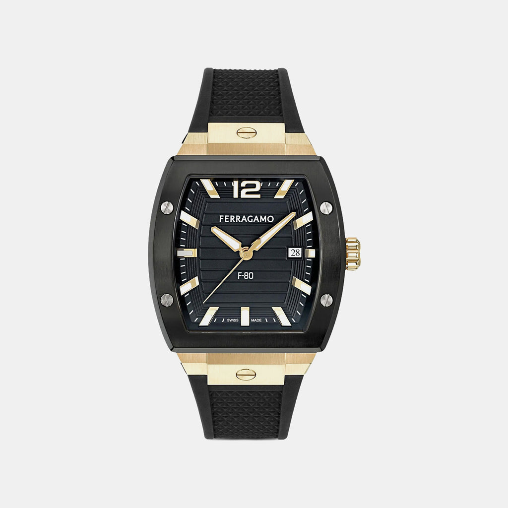 F-80 Men Quartz Black Dial Analog Leather Watch SFT800325