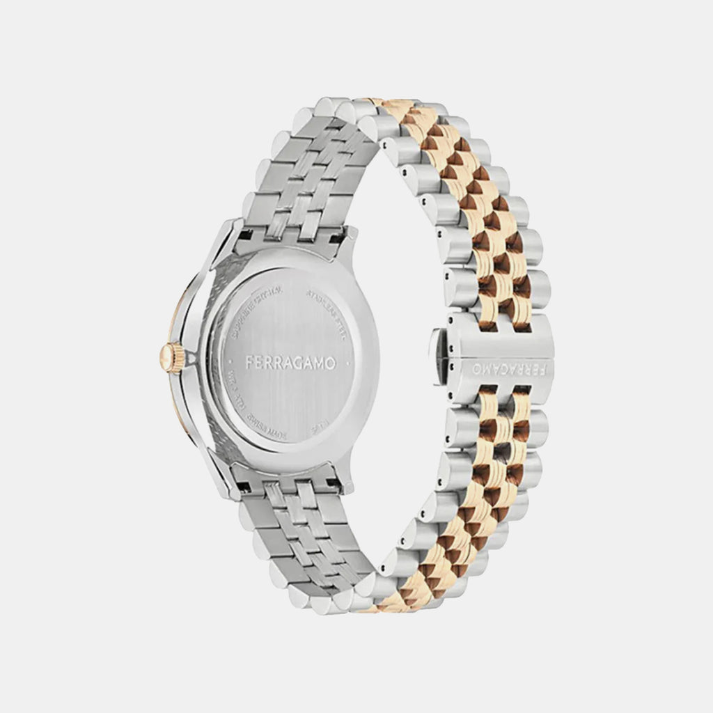 Men Quartz White & Silver Dial Analog Stainless Steel Watch SFTB00224