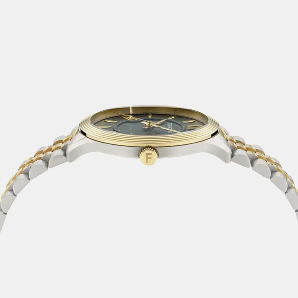 Tb-Ferragamo Duo 40Mm-Fw Men Quartz Green Dial Analog Stainless Steel Watch SFTB00424