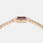 Women Quartz Red Dial Analog Stainless Steel Watch SFTI00625