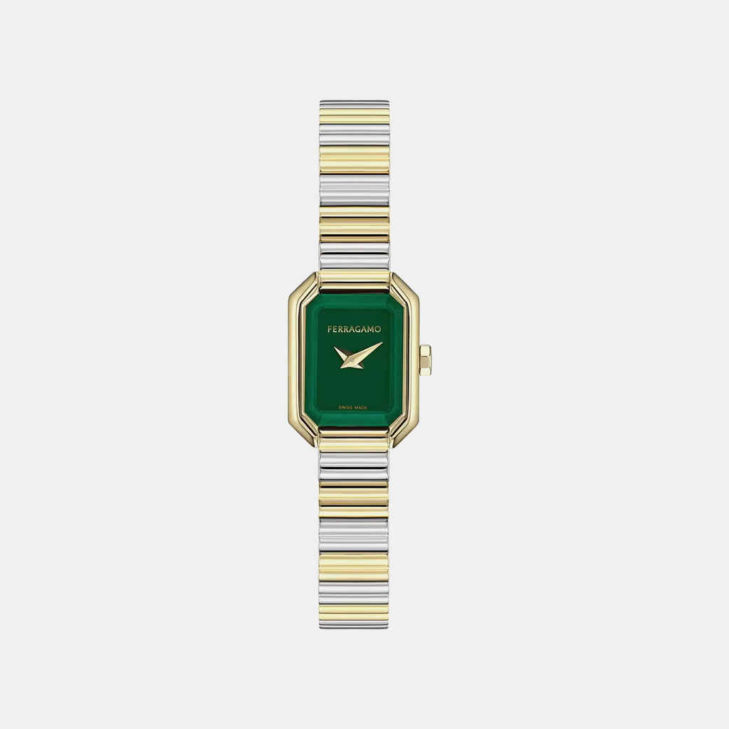 Women Quartz Green Dial Analog Stainless Steel Watch SFTI00825