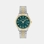 Men Quartz Green Dial Analog Stainless Steel Watch SFTV00225