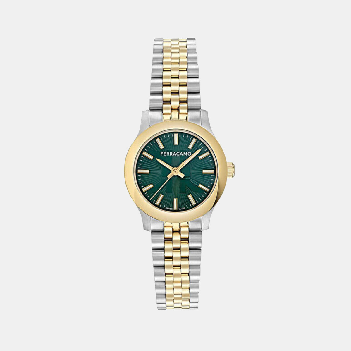 Women Quartz Green Dial Analog Stainless Steel Watch SFTY00225
