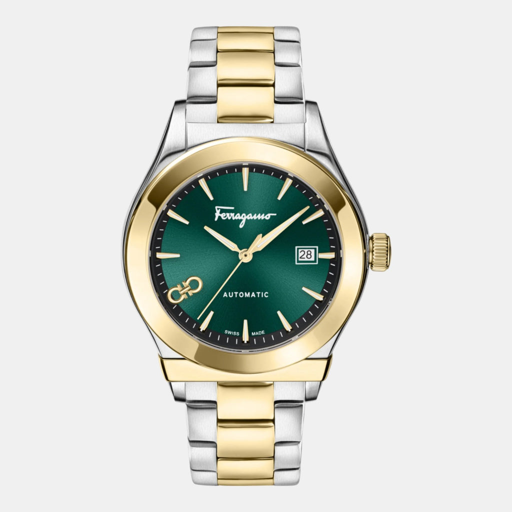Men Automatic Green Dial Analog Stainless Steel Watch SFU800324