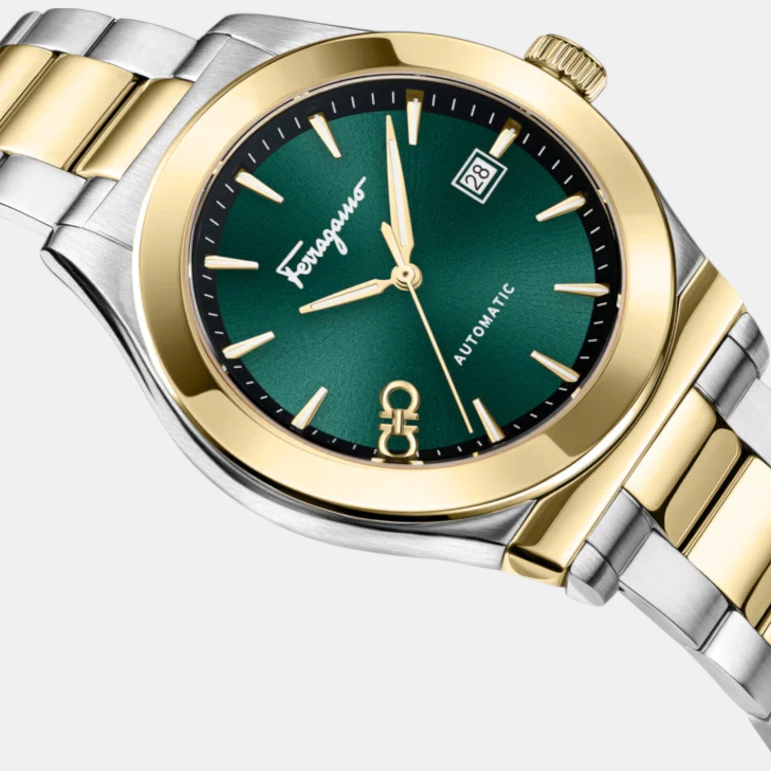 Men Automatic Green Dial Analog Stainless Steel Watch SFU800324
