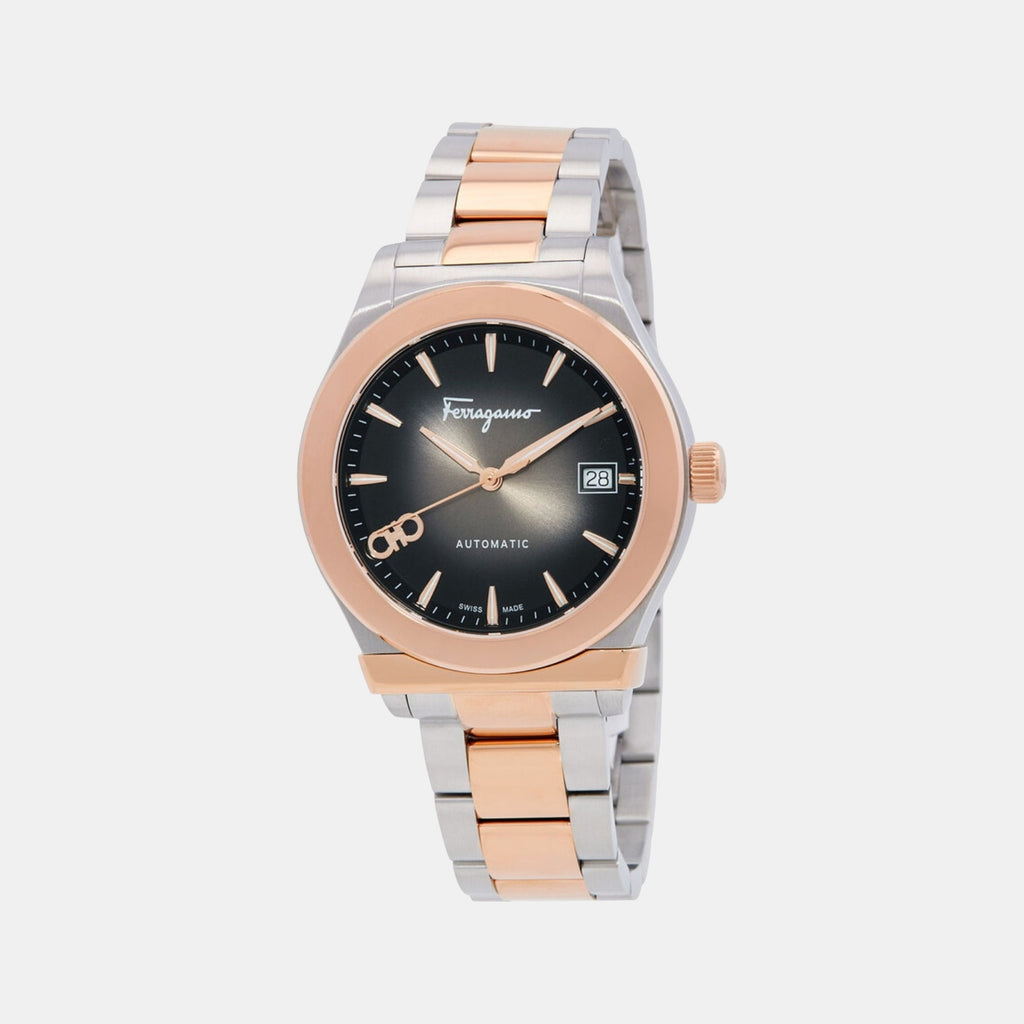 Men Automatic Black Dial Analog Stainless Steel Watch SFU800424