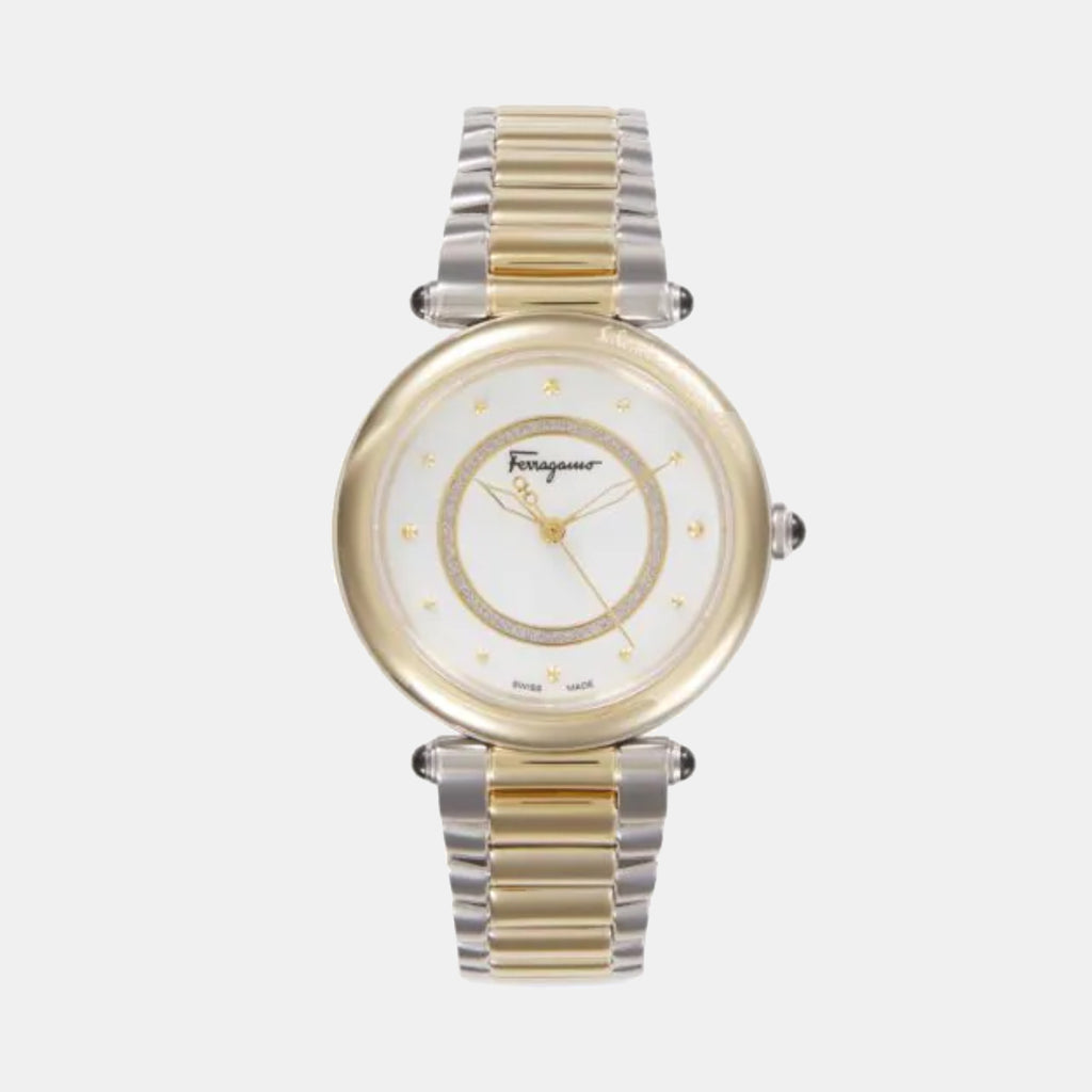 Women Quartz White Dial Analog Stainless Steel Watch SFUQ00624