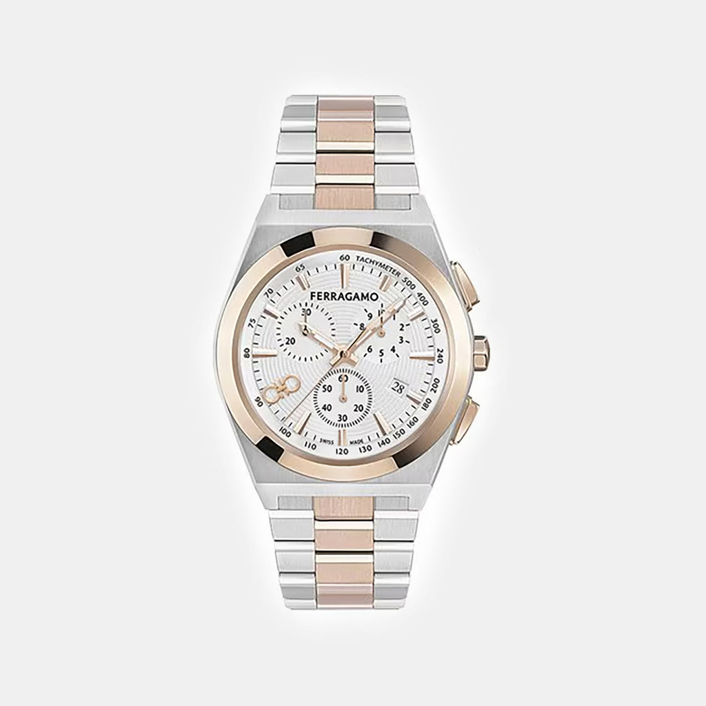 Vega Men Quartz Silver Dial Chronograph Stainless Steel Watch SFVA00925