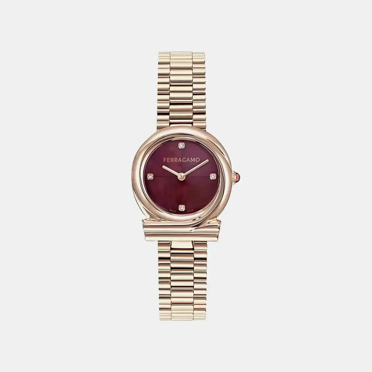 Gancini Women Quartz Burgundy Dial Analog Stainless Steel Watch SFVB01325