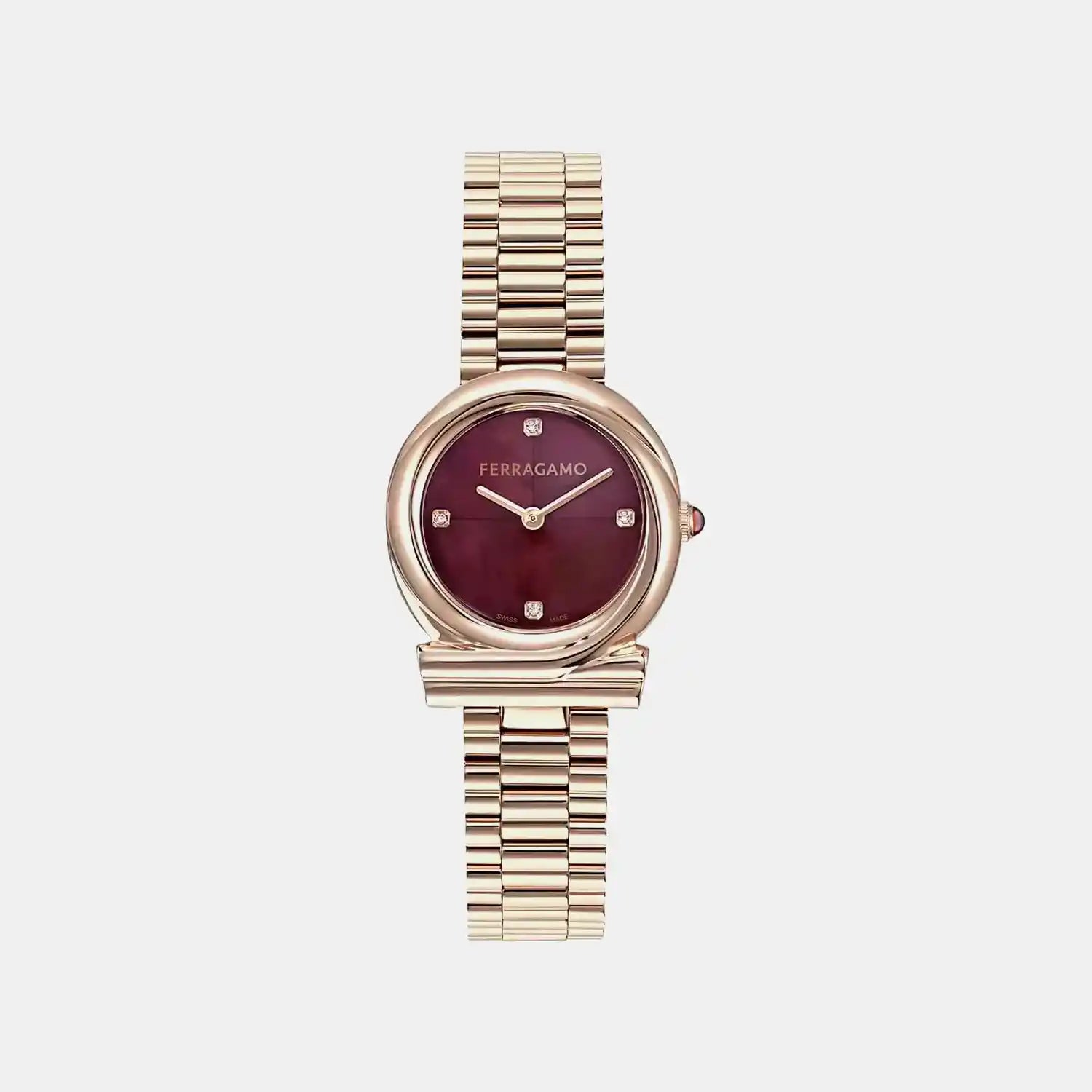 Women Quartz Burgundy Dial Analog Stainless Steel Watch SFVB01325