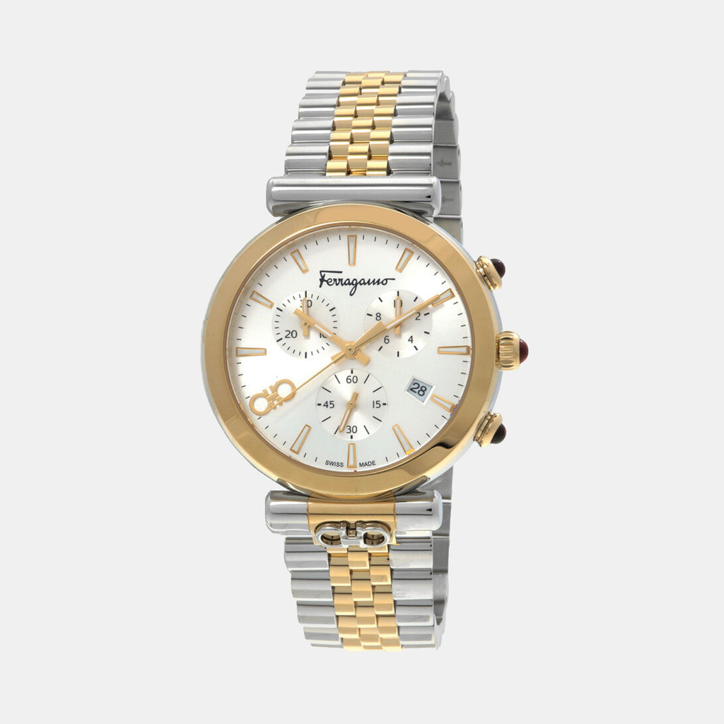 Unisex Quartz White Dial Chronograph Stainless Steel Watch SFYB02324