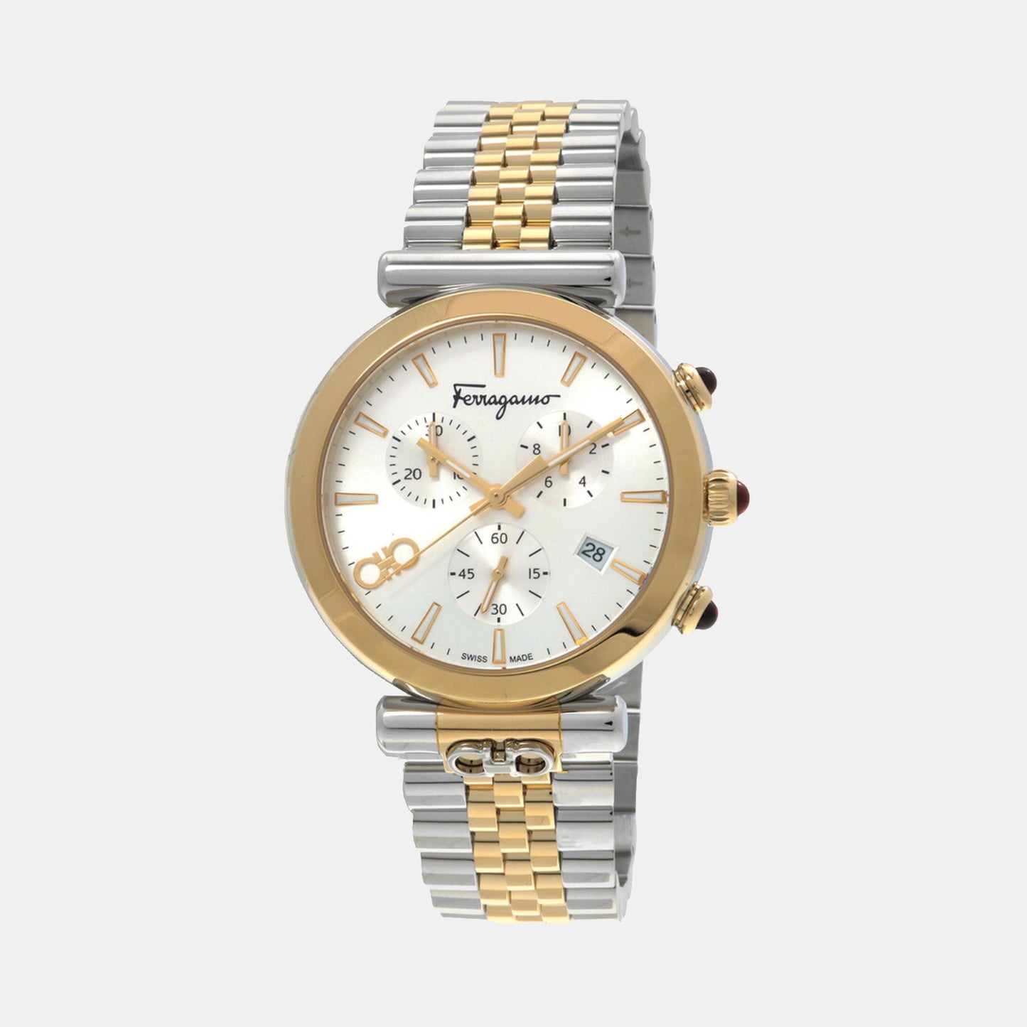 Unisex Quartz White Dial Chronograph Stainless Steel Watch SFYB02324