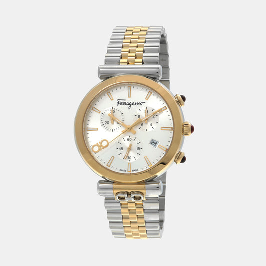 Unisex Quartz White Dial Chronograph Stainless Steel Watch SFYB02324