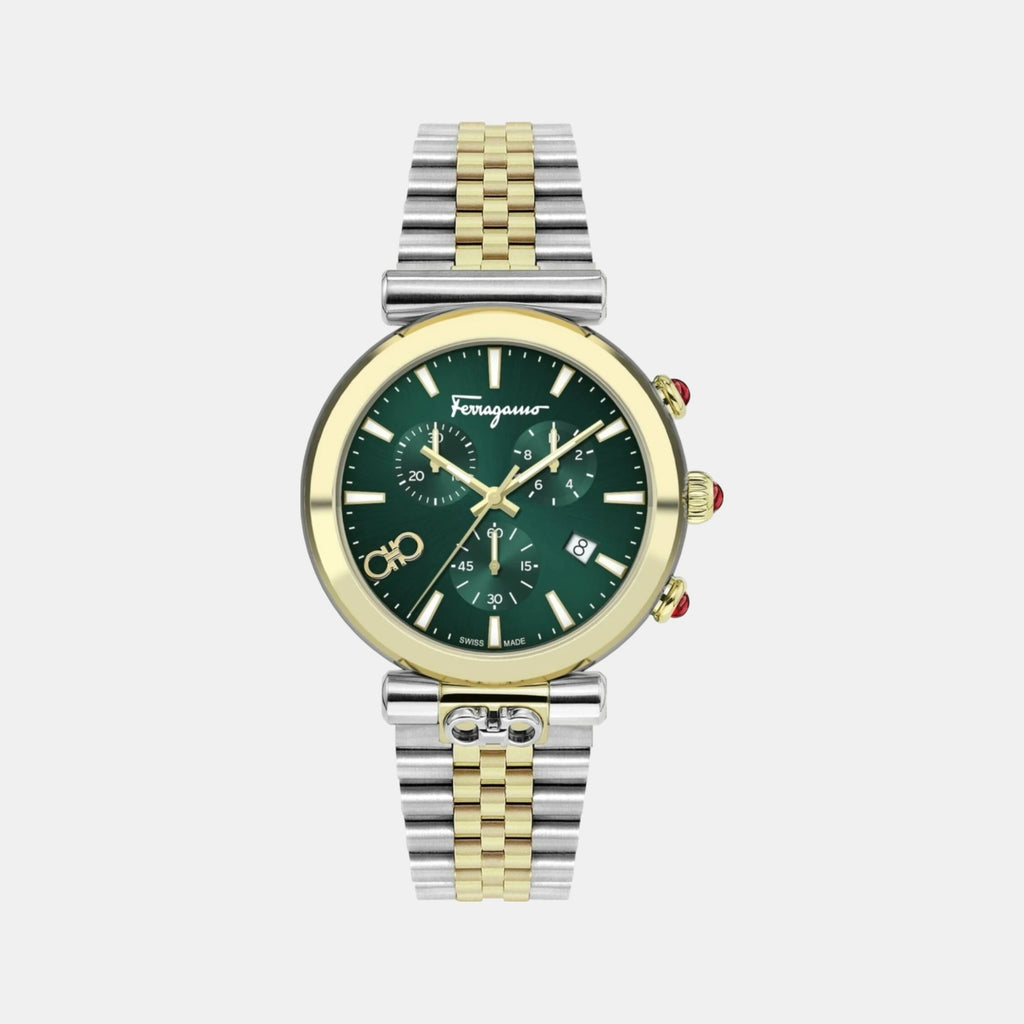Unisex Quartz Green Dial Chronograph Stainless Steel Watch SFYB02424