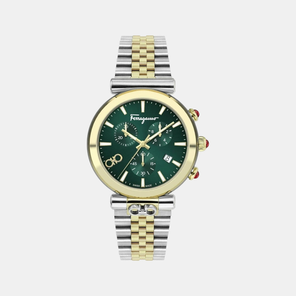 Unisex Quartz Green Dial Chronograph Stainless Steel Watch SFYB02424