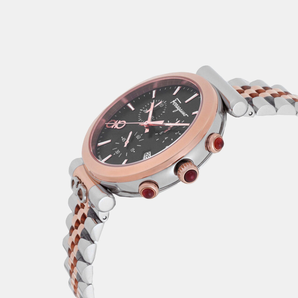 Unisex Quartz Black Dial Chronograph Stainless Steel Watch SFYB02524