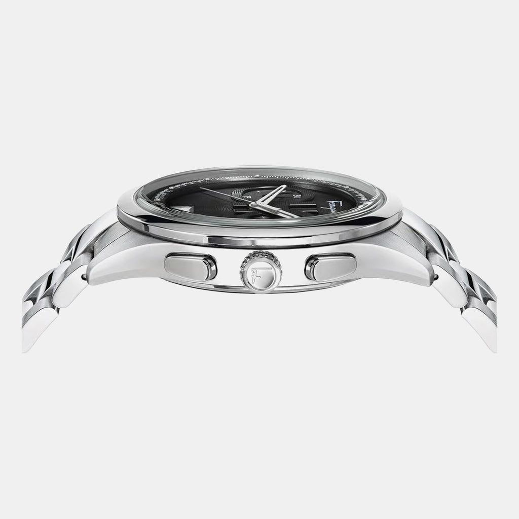 Men Quartz White Dial Chronograph Stainless Steel Watch SFYI00321