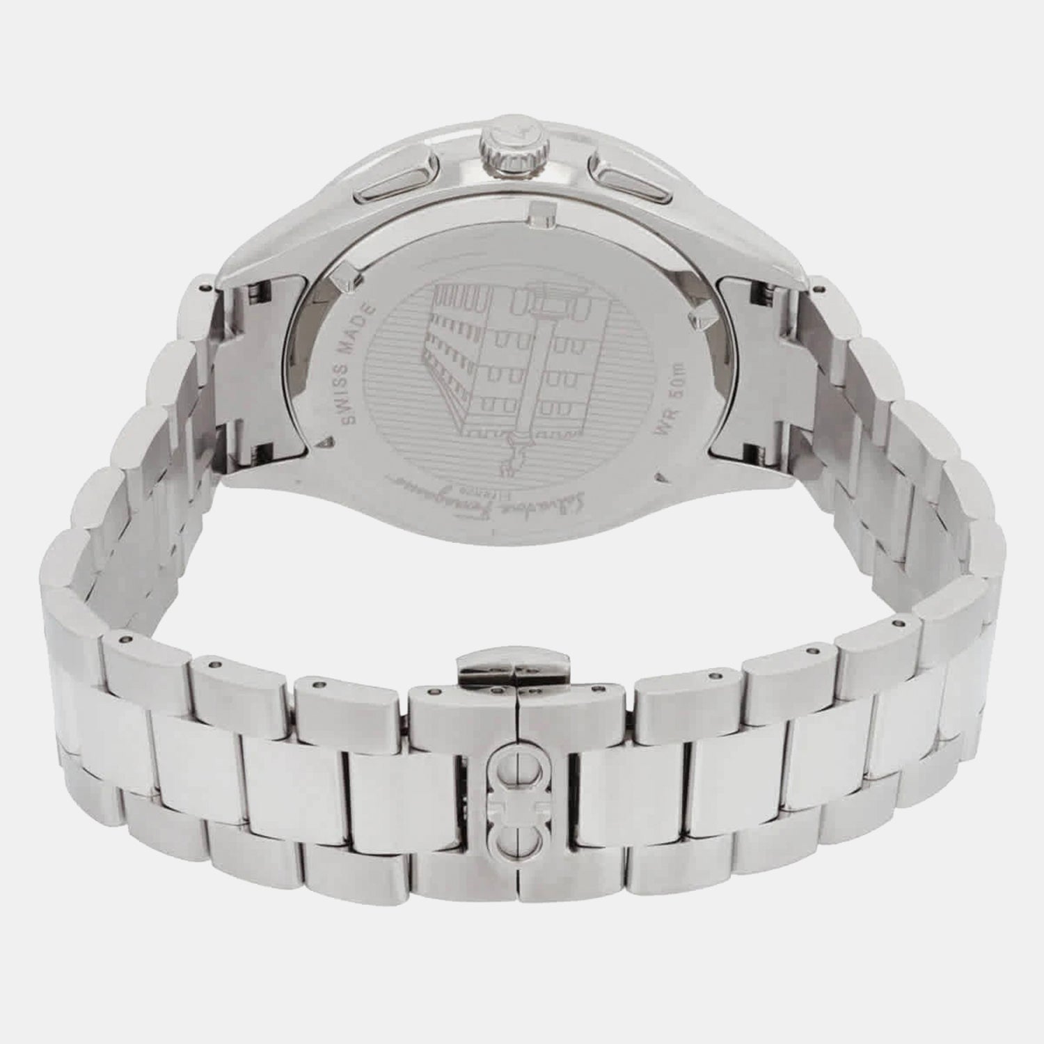 Men Quartz White Dial Chronograph Stainless Steel Watch SFYI00321