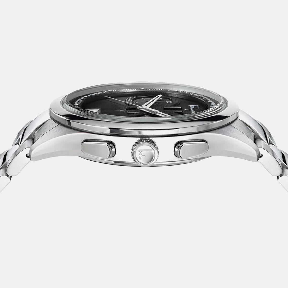 Men Quartz Black Dial Chronograph Stainless Steel Watch SFYI00321